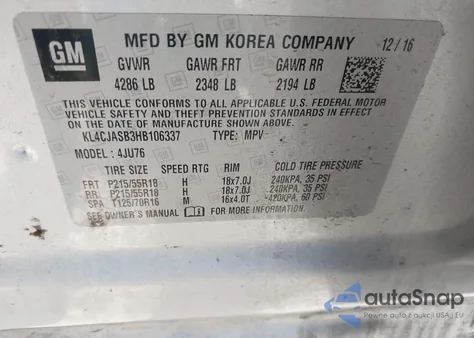 2017 Buick Encore Preferred z USA, uszkodzony, nr VIN KL4CJASB3HB106337